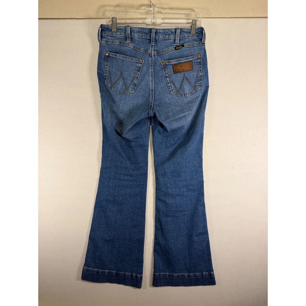 Wrangler High Rise Trouser Jeans Blue Flare Wide Leg Medium Wash 27x32 - Picture 3 of 7